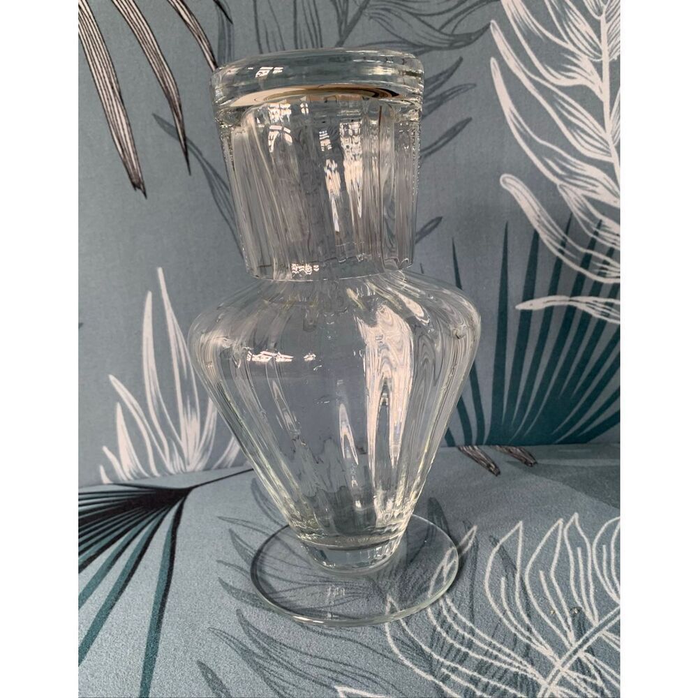 Neiman Marcus Glass Bedside Water Carafe & Cup Pitcher Set